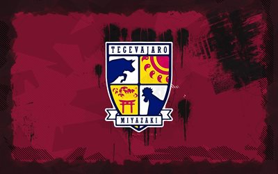 tegevajaro miyazaki grunge logo, 4k, j3 league, contexte grunge violet, football, emblème de tegevajaro miyazaki, tegevajaro miyazaki logo, tegevajaro miyazaki, club de football japonais