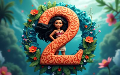 4k, moana 2 logo, kreativ, 3d animation, 2024 film, disney, moana, poster, moana 2 3d  logo, fan art, moana 2