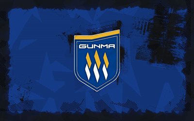 thespa gunma grunge 로고, 4k, j3 리그, 파란색 그런지 배경, 축구, thespa gunma emblem, thespa gunma 로고, thespa gunma, 일본 축구 클럽, thespa gunma fc