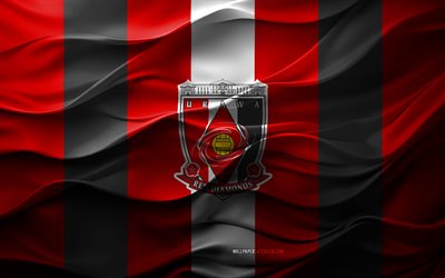 4k, logo di urawa red diamonds, sfondo 3d nero rosso, j1 league, emblema dei diamanti rossi urawa, squadra di calcio giapponese, bandiera dei diamanti rossi urawa, texture 3d, giappone, diamanti rossi di urawa, calcio