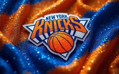 New York Knicks diamonds logo, 4k, orange blue diamonds background, NBA, New York Knicks logo, orange blue diamonds texture, New York Knicks emblem, USA, New York Knicks, basketball