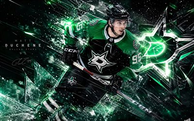 Matt Duchene, 4k, green digital background, Dallas Stars, NHL, hockey, Matt Duchene 4K, Dallas Stars logo, fan art, Matt Duchene Dallas Stars