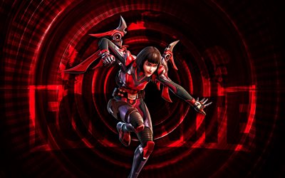 The Order Fortnite, 4k, red spiral background, Fortnite, creative, The Order Skin, Fortnite The Order Skin, The Order, Fortnite characters