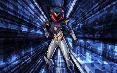 4k, maestro de abrazos de mecha de medianoche, fondo de rayos azules, diseño de maestro de abrazos de mecha de medianoche, maestro de abrazos mecha de medianoche fortnite, diseño de maestro de abrazos de mecha de medianoche de fortnite, fortnite