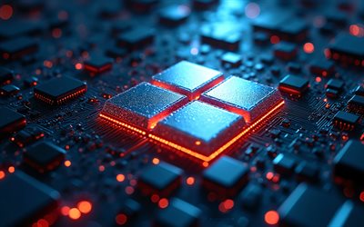 Microsoft metal logo, 4k, Windows, orange neon light, Windows 11 metal logo, Windows 11 logo, Windows 11 emblem, Microsoft, Windows 11 metal sign, black technology background, Windows logo, Windows 11