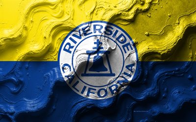 Riverside flag, 4k, stone wave texture, flags of American cities, Flag of Riverside, 3d Riverside flag, USA, flag of Riverside city, Riverside city flag, Riverside, California