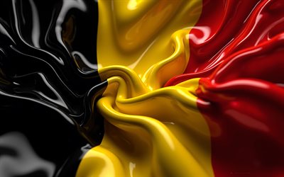 Belgian flag, 4K, 3D liquid waves background, flag of Belgium, Europe, 3D wave texture, Belgium flag, Belgium