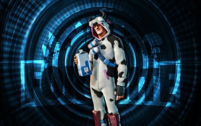 Guernsey Fortnite, 4k, blue spiral background, Fortnite, creative, Guernsey Skin, Fortnite Guernsey Skin, Guernsey, Fortnite characters