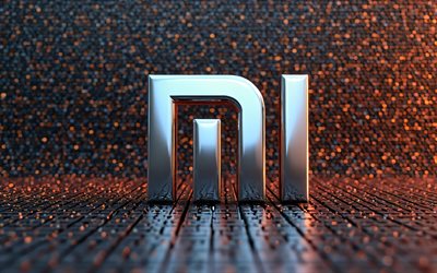 4k, xiaomi metalllogotyp, bokhög, 3d  konst, färgglada glitterbakgrunder, elektronikmärken, kreativ, xiaomi 3d  logotyp, konstverk, xiaomi  logotyp, xiaomi