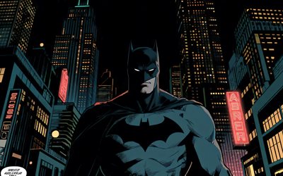 4k, batman, paysage nocturne, art des bandes dessinées, super héros, comics marvel, œuvres d'art, art abstrait, batman 4k