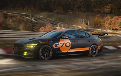 2025, genesis g70 track day special concept, 4k, frontansicht, äußerlich, rennwagen, tuning genesis g70, neue g70, genesis g70, südkoreanische autos, genesis