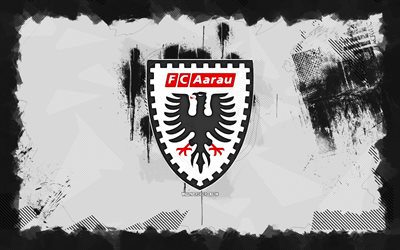 fc aarau grunge logo, 4k, league de desafío, fondo grune blanco, fútbol, fc aarau emblem, fútbol americano, logotipo de fc aarau, fc aarau, club de fútbol suizo, aarau fc