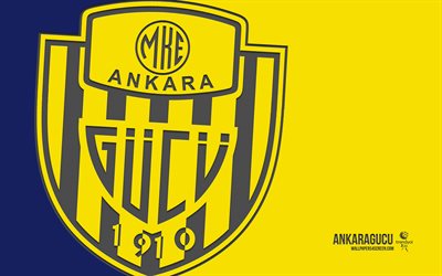 شعار ankaragucu, 4k, خلفية صفراء, فن الكربون, نادي كرة القدم التركي, tff 1 lig, ديك رومى, ankaragucu, كرة القدم, ماكاراجوكو