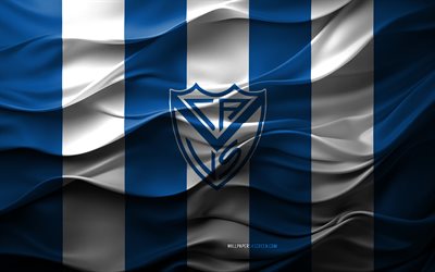 4k, logotipo de velez sarsfield, fondo 3d blanco blanco, división argentina primaria, velez sarsfield emblema, equipo de fútbol argentino, bandera de velez sarsfield, textura 3d, argentina, velez sarsfield, fútbol americano, fútbol