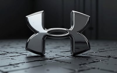 logo 3d under armor, 4k, fond créatif gris, emblème de sous armure, logo under armor, art 3d, sous l'armure