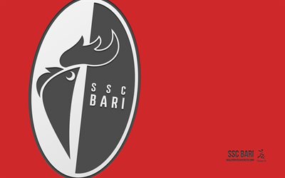 ssc bari logo, 4k, خلفية حمراء, فن الكربون, ssc bari emblem, نادي كرة القدم الإيطالي, دوري الدرجة الأولى, إيطاليا, ssc باري, كرة القدم, باري