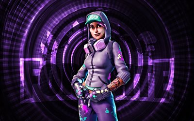 teknique fortnite, 4k, violetti kierretausta, fortnite, luova, tekniquen iho, fortnite tekniquen iho, teknikki, fortnite  hahmot