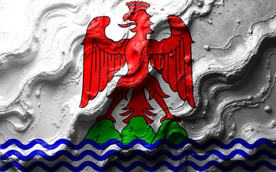 Nice flag, 4k, stone wave texture, Flag of Nice, 3D Nice flag, France, flags of provinces of France, Nice
