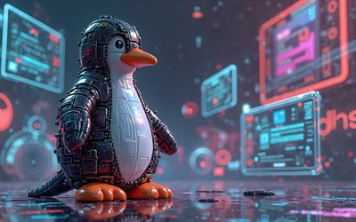 logo créatif linux, 4k, futur art, logo linux 3d, pingouin linux, art 3d, technologies modernes, logo linux, emblème linux, linux