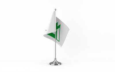 4k, drapeau de table toyama, fond blanc, drapeau de toyama, drapeau de table de toyama, préfectures du japon, drapeau toyama sur le bâton en métal, japon, toyama