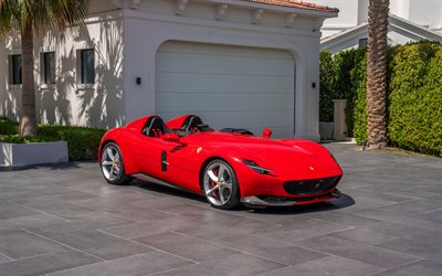 ferrari monza sp2, 4k, frontansicht, äußerlich, roadster, roter supersportwagen, monza sp2, italienischer supersportwagen, ferrari