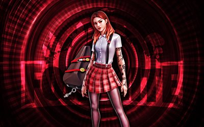 pepper thorne fortnite, 4k, fondo espiral rojo, fortnita, creativo, pepper thorne skin, piel de pimienta fortnite thorne, pimienta espina, personajes de fortnite
