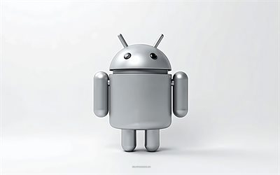 android  logo, valkoinen tausta, 4k, hi tech taide, android  robotti, android 3d  logo, android  tunnus, androidi