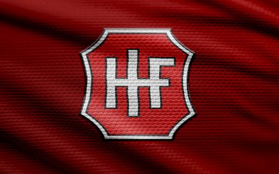 직물 로고 인 경우 hvidovre, 4k, 빨간색 직물 배경, 덴마크 제 1 부, 보케, 축구, 로고 인 경우 hvidovre, 엠블럼 인 경우 hvidovre, hvidovre if, 덴마크 축구 클럽, hvidovre fc
