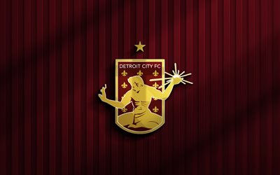 4k, Detroit City FC 3D logo, USL, maroon 3D background, soccer, Detroit City FC emblem, Detroit City FC logo, Detroit City FC, football, american soccer club, FC Detroit City