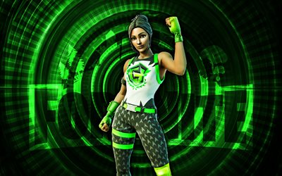 major glory fortnite, 4k, grüner spiralhintergrund, fortnite, kreativ, große glorreiche haut, fortnite major glory skin, großer ruhm, fortnite  charaktere