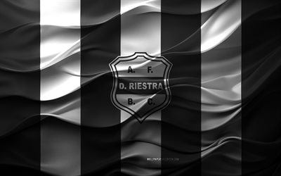4k, veportivo riestra 로고, 검은 흰색 3d 배경, 아르헨티나 프리메라 사업부, veportivo riestra emblem, 아르헨티나 축구 팀, veportivo riestra 플래그, 3d 텍스처, 아르헨티나, visportivo riestra, 축구