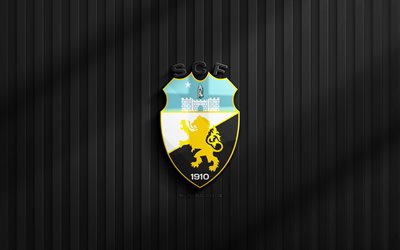 4k, sc farse 3d  logo, primeeira liga, schwarzer 3d  hintergrund, fußball, sc farse emblem, sc  farsis  logo, sce findule, liga portugal, portugiesischer fußballverein, farle fc