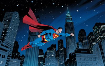 4k, superman, art des bandes dessinées, soirée, comics marvel, super héros, superman volant, art abstrait, superman 4k