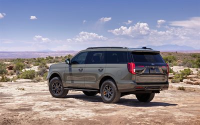 4k, ford expedition zittern, rückansicht, wüste, 2025 autos, suvs, offroad, 2025 ford expedition zittern, amerikanische autos, ford