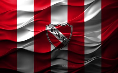 4k, logotipo independiente, fondo 3d blanco rojo, división de primera argentina, emblema independiente, equipo de fútbol de argentina, bandera independiente, textura 3d, argentina, independiente, fútbol americano, fútbol, club atlético independiente