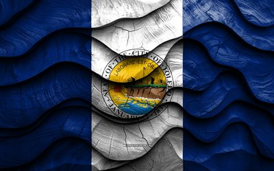 4k, Toledo flag, US cities, wooden 3D waves flags, Day of Toledo, flag of Toledo, USA, Toledo wooden flag, Toledo Ohio, american cities, Toledo