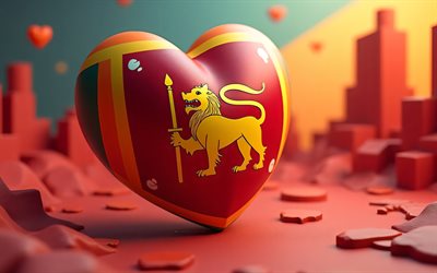 4k, ich liebe sri lanka, bokeh, buntes 3d  hintergrund, kreativ, tag der sri lanka, flagge von sri lanka, 3d  kunst, herz mit sri lanka flagge, 3d  herzen, sri lanka flag, italien, liebe zu sri lanka