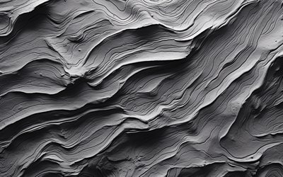 4k, gray stone, natural textures, 3D textures, wavy stone texture, natural stone, gray stone backgrounds, stone textures, 3D stone texture