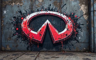 4k, Infiniti logo, graffiti on the wall, grunge art, creative grunge art, Infiniti graffiti, Infiniti
