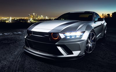 ford mustang barrikade, 4k, scheinwerfer, 2025 autos, supersportwagen, muskelwagen, 2025 ford mustang, stimmung, amerikanische autos, ford mustang, ford