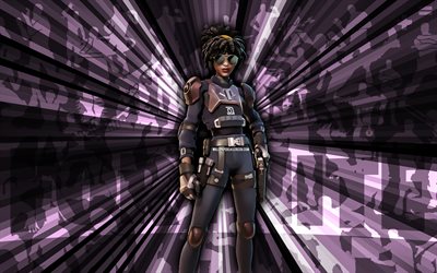 4k, battlesuit slone, fondo de rayos morados, piel de traje de batalla de trajes, battlesuit slone fortnite, arte abstracto, piel de slone de traje de batalla de fortnite, personajes de fortnite, fortnita, arte creativo