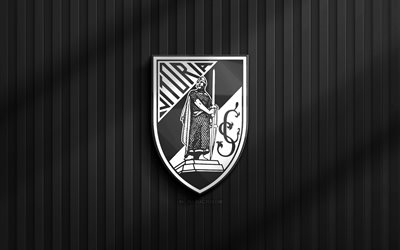 4k, vitoria sc 3d  logo, primeeira liga, schwarzer 3d  hintergrund, fußball, vitoria sc emblem, vitoria sc logo, vitoria sc, liga portugal, portugiesischer fußballverein, vitoria fc