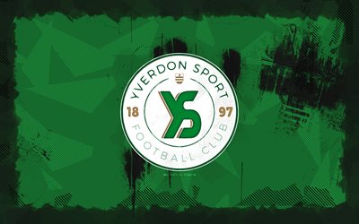 logotipo de yverdon sport fc grunge, 4k, league de desafío, fondo de grunge verde, fútbol, yverdon sport fc emblem, fútbol americano, logotipo de yverdon sport fc, yverdon sport fc, club de fútbol suizo, sport yverdon