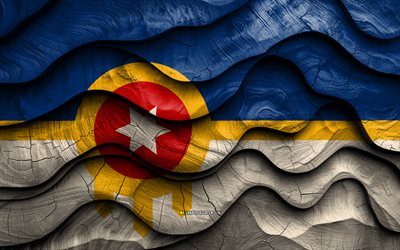 4k, Tulsa flag, US cities, wooden 3D waves flags, Day of Tulsa, flag of Tulsa, USA, Tulsa wooden flag, Tulsa Oklahoma, american cities, Tulsa