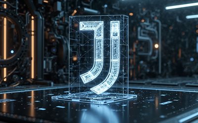 Juventus FC logo, 4k, blue neon light, Juventus FC blue neon logo, Juve, Italian football club, Juventus FC emblem, Juventus FC, Italy, football, Juventus