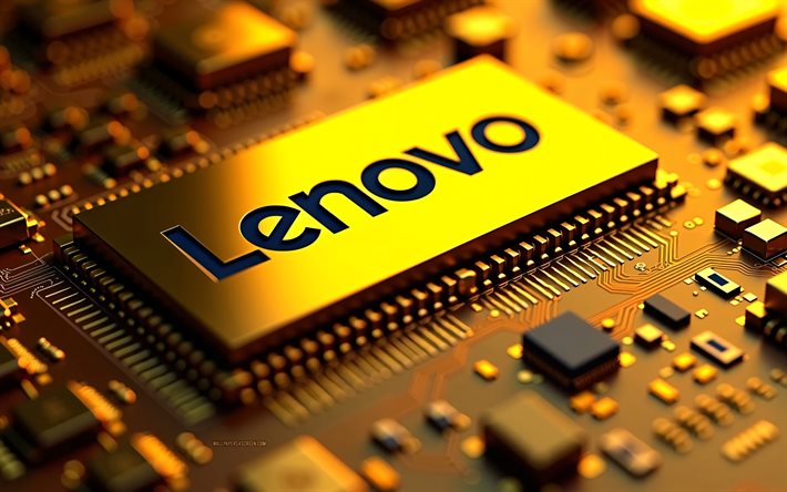 Lenovo golden 3d logo, 4k, Lenovo logo, golden motherboard, Lenovo emblem, creative art, golden hi-tech background