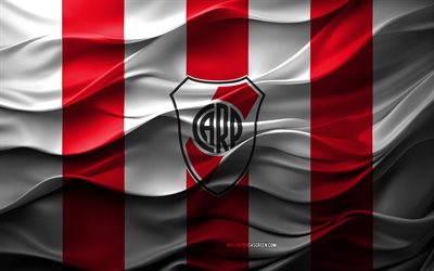 4k, logotipo de river plate, fondo 3d blanco rojo, división argentina primaria, emblema de la placa del río, equipo de fútbol argentino, bandera de placa del río, textura 3d, argentina, placa de río, fútbol americano, fútbol