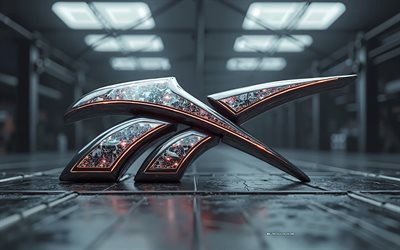 3d Reebok logo, 4k, gym, Reebok metal emblem, Reebok metal logo, Reebok logo, creative art, Reebok