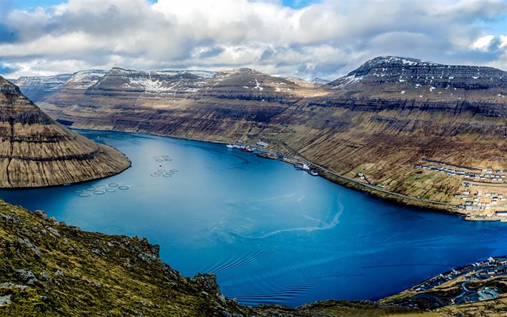 harbor, bay, Danimarka, Faroe Adaları, Klaksvik