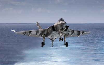 lockheed martin f-35 lightning ii, mar, caça, combate aéreo